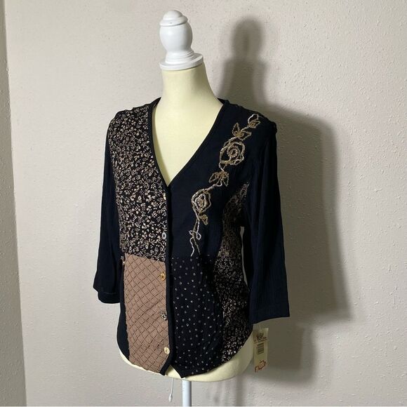 NWT Vintage Dead Stock Koret Embroidered Boho Button Front Blouse Women's Size S - Picture 10 of 16